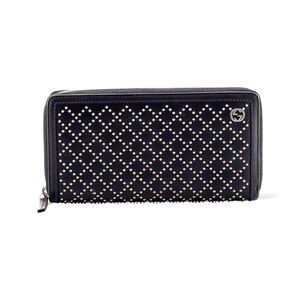 Gucci Interlocking G Zip Around Wallet Diamante Studded Leather Long